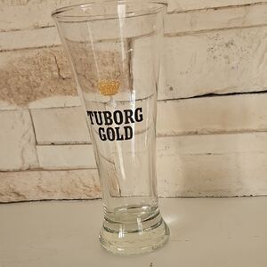 Vintage 1970's Turborg Gold Pilsner 10 oz. Glass, Copenhagen, Denmark.